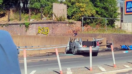 Driver cut free from car after crash with barrier over A442 in Telford