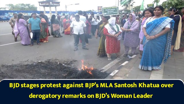 BJD stages protest against BJP’s MLA Santosh Khatua over derogatory remarks on BJD’s Woman Leader