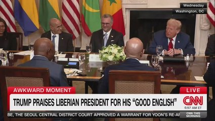Trump Compliments Liberian Leader on His English