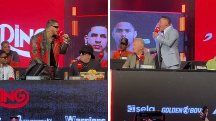 Edgar Berlanga y Oscar De La Hoya se hacen de palabras en plena conferencia de prensa