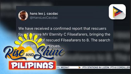 Tatlo pang tripulanteng Pilipino sa MV Eternity-C, nasagip