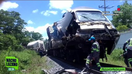 En Macuspana, Tabasco, un tráiler impactó a un convoy del Tren Interoceánico