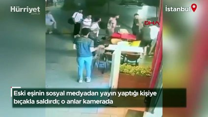 Kağıthane'de eski eşinin sosyal medyadan yayın yaptığı kişiye bıçakla saldırdı! İşte o anlar...