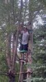 Man Falls Hard While Trying to Hang From Tree Rope