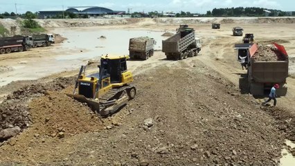 Unbelievable Project ! Good activity with Bulldozer And Dump Truck to Development Location