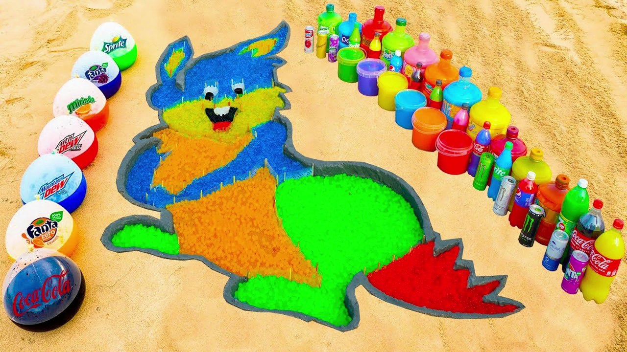 How to make Rainbow Rabbit with Orbeez Colorful, Balloons of Coca-Cola, Mtn Dew, Fanta vs Mentos