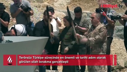 Terörsüz Türkiye yolunda tarihi adım! İlk PKK'lı terörist grubu silahlarını yaktı