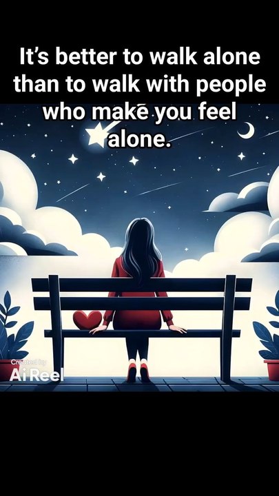 It's better to walk alone than to walk with people who make you feel alone.