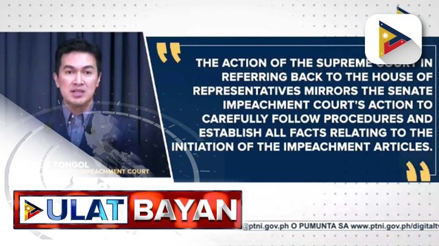 Senado, kinikilala ang resolusyon ng Korte Suprema na pagsamahin ang mga kasong konektado sa impeachment laban kay VP Sara Duterte