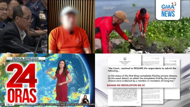 24 Oras: (Part 2) Patidongan, hinamon sina retired Judge Felix Reyes at Atong Ang sa lie detector test; Habagat, patuloy na magpapaulan sa ilang bahagi ng bansa ngayong weekend; SC, humihingi ng paliwanag sa Kamara at Senado hinggil sa timeline..., atbp.