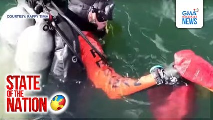 2 bag na naiahon ng PCG divers mula sa ilalim ng Taal Lake, 'di pa malinaw ang laman | SONA