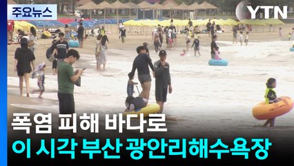 폭염 피해 바다로...이 시각 부산 광안리해수욕장 / YTN
