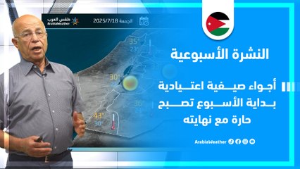 الأردن | أجواء حارة نهاية الأسبوع والتفاصيل عبر النشرة الجوية