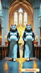 Two crestian pregnant lady cats