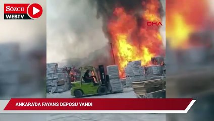 Ankara'da fayans deposu yandı