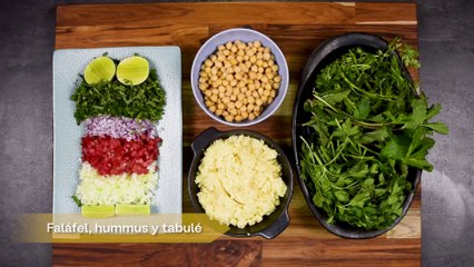 Falafel, hummus y tabulé