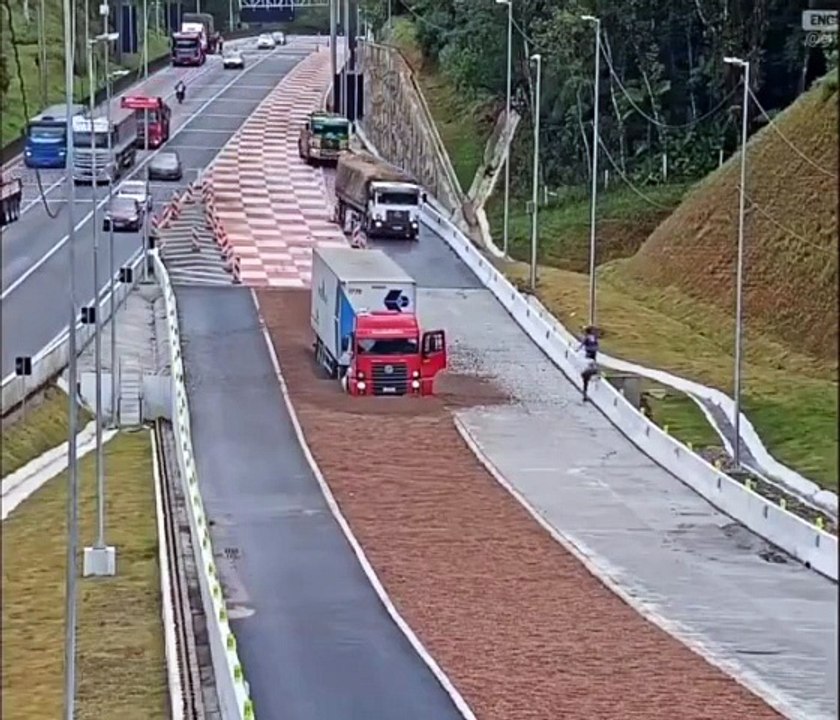 Runaway truck ramps in action,via cooltechtipz on X.