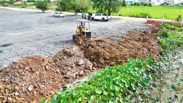 The Best Powerful Bulldozer Pushing Stone and Dump truck unloading soil and Stone into water , EP 4