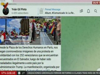 Canciller Gil compartió imágenes de protesta en solidaridad con venezolanos secuestrados en El Salvador