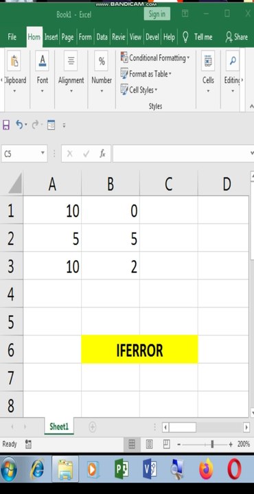 iferror function example in Excel