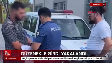 İstanbul Küçükçekmece'de ehliyet sınavına düzenekle giren aday yakalandı