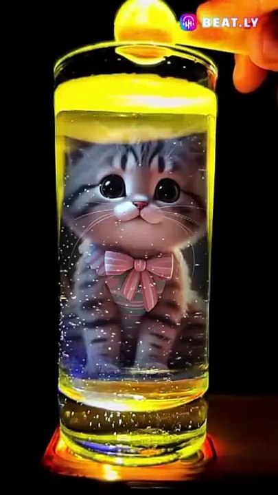 Cute cat a magical water😻