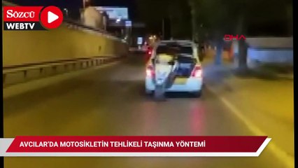 Avcılar’da motosikletin tehlikeli taşınma yöntemi kamerada