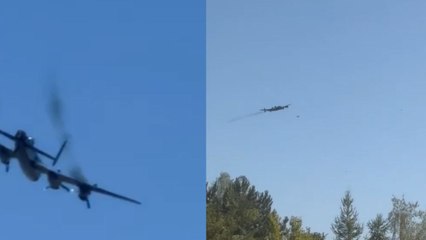 Lancaster Bomber suffers engine problem