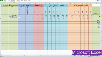 حساب التقدير العام، عمل قائمة منسدلة، تعريب الأرقام في الاكسيل المحاسبي