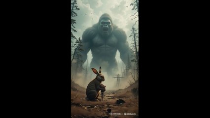 white rabbit saves baby from jungle monster