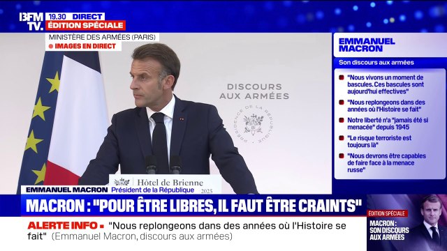 Discours aux Armées: Nous devrons être capables de faire face à la menace russe, indique Emmanuel Macron