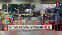 Se reporta una volcadura de un tráiler con contenedor de basura en CdMx