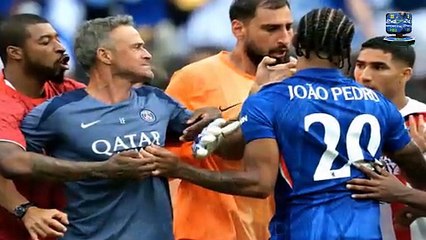Club World Cup final descends into huge brawl as PSG manager Luis Enrique SLAPS Chelsea’s Joao Pedro in face