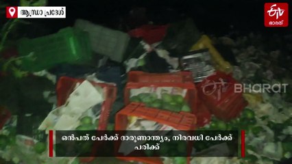 കാറിലിടിക്കാതിരിക്കാന്‍ വെട്ടിച്ചു; മാമ്പഴ ലോഡുമായെത്തിയ ലോറി തോട്ടിലേക്ക് മറിഞ്ഞു, 9 മരണം