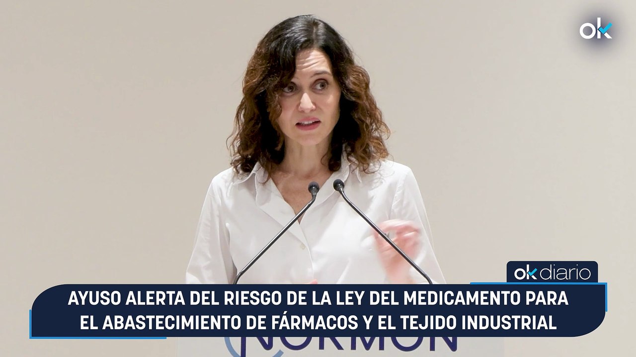 Ayuso alerta del riesgo de la Ley del Medicamento para el abastecimiento de fármacos y el tejido industrial