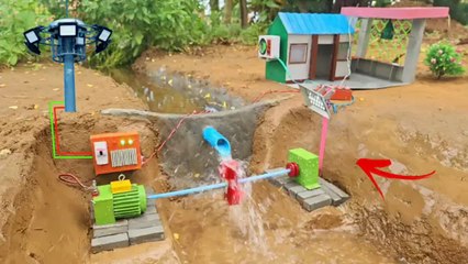 DIY mini hydroelectric dam | use water to generate electricity | science project! #likeabilityincentiveplan #handmadeDIY #sciencesmallexperiments #smallinventions