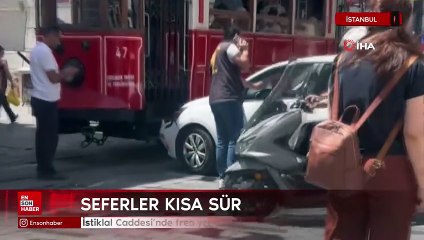 İstiklal Caddesi’nde fren yerine gaza basan sürücü tramvaya çarptı