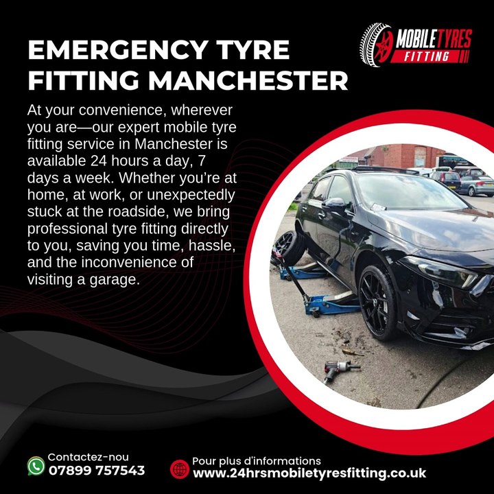 Mobile Tyre Fitting service in Manchester is available 24 hours a day, 7 days a week.
