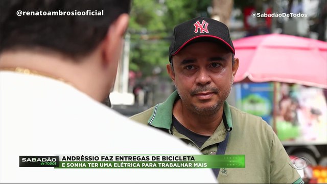 Andréssio faz entregas de bicicleta e sonha ter uma elétrica para trabalhar | Sabadão de Todos