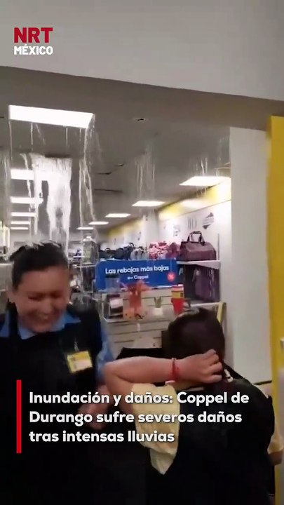 Sucursal de Coppel en Durango resultó grav3mente afectada luego de las intensas lluvias registradas en la entidad, que provocaron inundaciones en el interior y daños visibles en la estructura del techo.