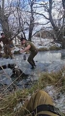 Man Falls Through Ice While Group Breaks Frozen River