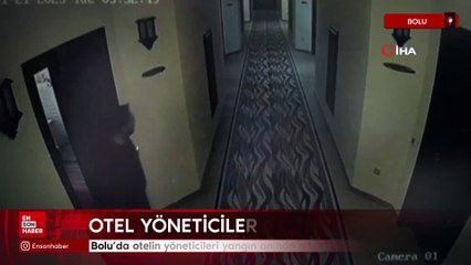 Kartalkaya'daki yangında otelin yöneticisinin ailesiyle kaçtığı anlar