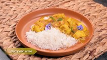 Curry amarillo con arroz basmati