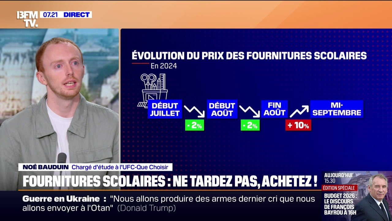 Fournitures scolaires: "Dès le début du mois de septembre, les prix explosent", observe Noé Bauduin, chargé d'étude à l'UFC-Que Choisir