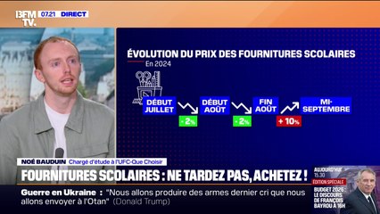 Fournitures scolaires: "Dès le début du mois de septembre, les prix explosent", observe Noé Bauduin, chargé d'étude à l'UFC-Que Choisir