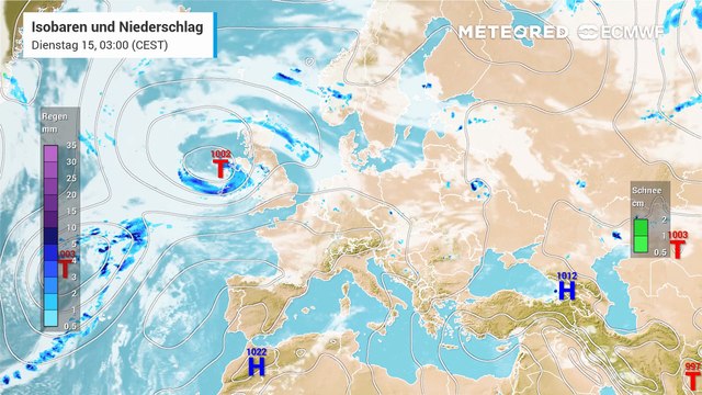 Westwetterlage: Deutschland sitzt zwischen den Stühlen, bekommt immer wieder Schauer und Gewitter