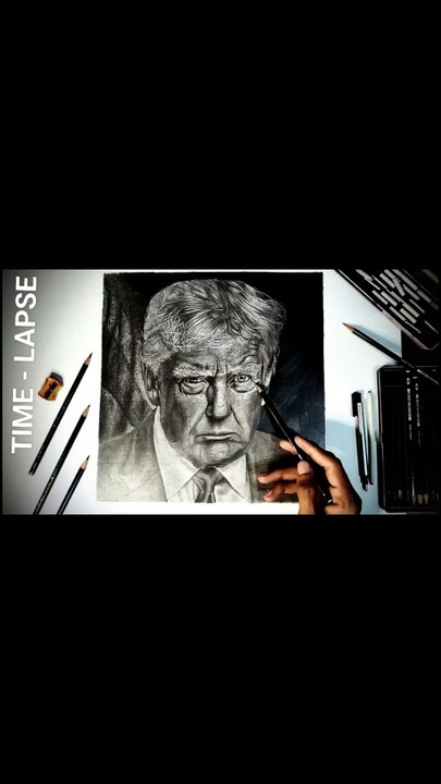 Hyper Realistic Donald Trump Sketch | Pencil Drawing Time Lapse | Viral Art by Badshra Art