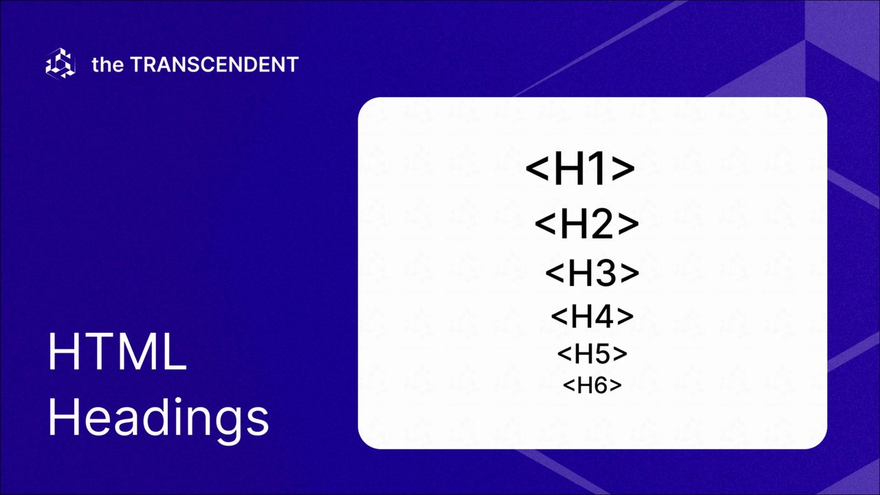 HTML Headings, हेडिंग्स,  H1, H2, H3, H4, H5, H6, टैग्स-हिंदी संस्करण #05 | #theTRANSCENDENT #tTʇ