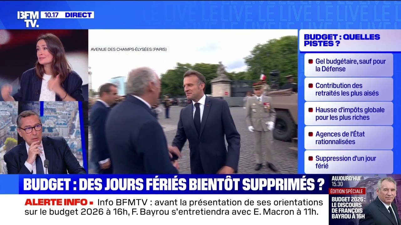 Avant la présentation de ses orientations sur le budget 2026 à 16h, François Bayrou s'entretiendra avec Emmanuel Macron à 11h