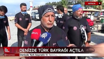 Antalya'da denizde Türk bayraklı 15 Temmuz farkındalığı